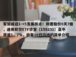 军贸或迎1→5发展拐点！利君股份8天7板，通用航空ETF华宝（159231）盘中涨逾1．7%，收复10日均线的简单介绍