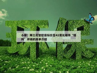 小摩：降三花智控目标价至42港元维持“增持”评级的简单介绍