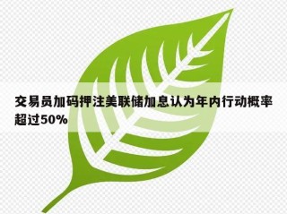交易员加码押注美联储加息认为年内行动概率超过50%
